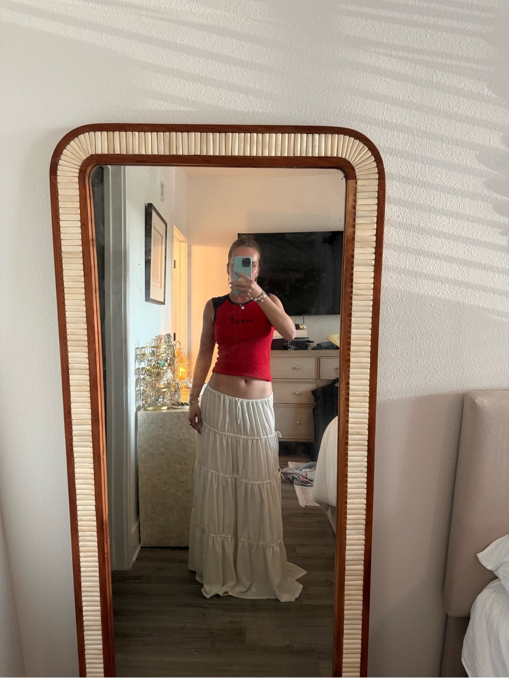 NWT White Fox Boutique Cream Tiered Maxi Skirt - Casual Boho Style